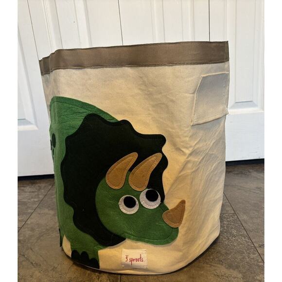3 Sprouts Dinosaur Storage Bin Canvas Felt Laundry Toy Basket Container Tote - Picture 2 of 8